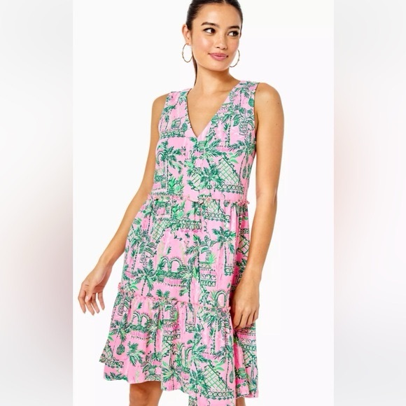 Lily Pulitzer Lorina Tiered Swing Dress in Mandevilla Baby Always Worth it Print - Picture 2 of 11